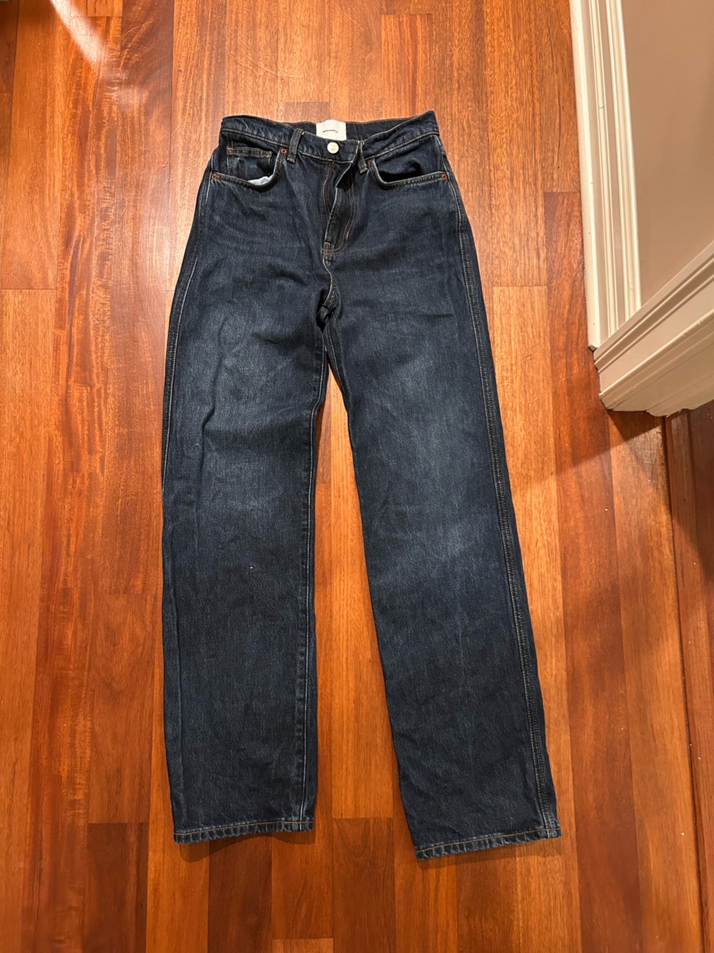 Reformation Val Dark Indigo Straight Jeans